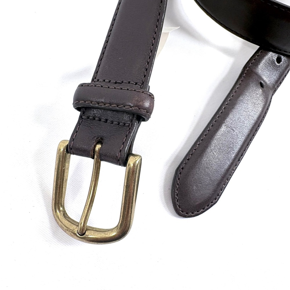 L.L. Bean Leather Belt Brown Dress Brass Buckle Made in USA Mens 38 40